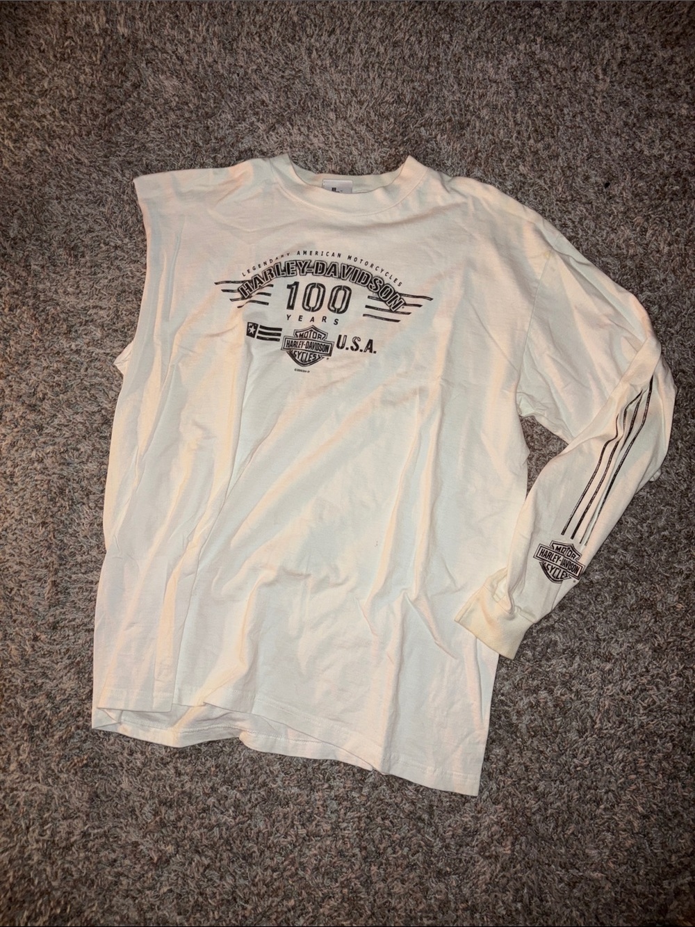 Harley-Davidson White Long Sleeve 100 Years Graphic Tee
